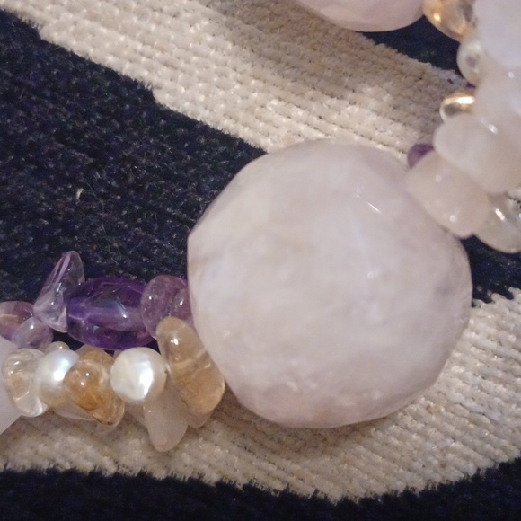 NECKLACE, AMETHYST  GENUINE COLD STONES,  NWOT 28.5mm - Picture 2 of 6